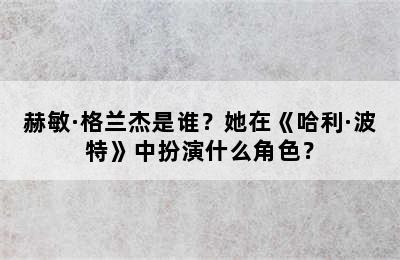 赫敏·格兰杰是谁？她在《哈利·波特》中扮演什么角色？