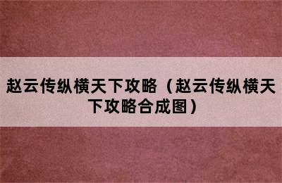 赵云传纵横天下攻略（赵云传纵横天下攻略合成图）