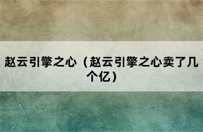 赵云引擎之心（赵云引擎之心卖了几个亿）