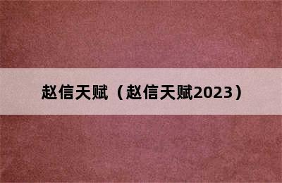 赵信天赋（赵信天赋2023）