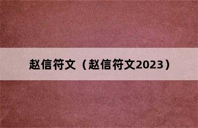 赵信符文（赵信符文2023）