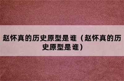 赵怀真的历史原型是谁（赵怀真的历史原型是谁）