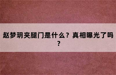 赵梦玥夹腿门是什么？真相曝光了吗？