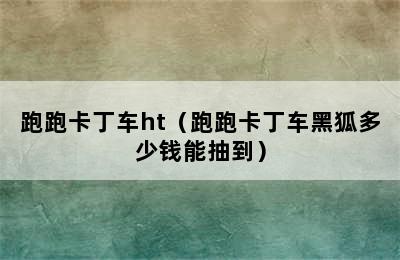 跑跑卡丁车ht（跑跑卡丁车黑狐多少钱能抽到）