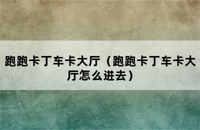 跑跑卡丁车卡大厅（跑跑卡丁车卡大厅怎么进去）