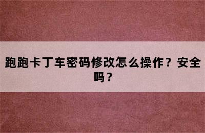 跑跑卡丁车密码修改怎么操作？安全吗？