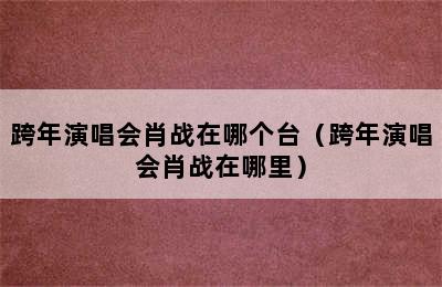 跨年演唱会肖战在哪个台（跨年演唱会肖战在哪里）