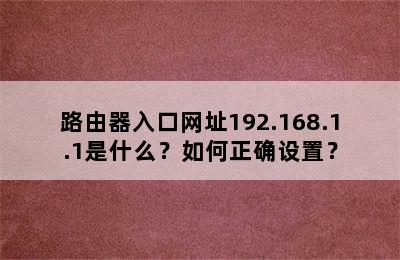 路由器入口网址192.168.1.1是什么？如何正确设置？