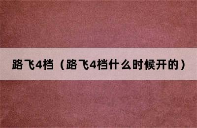 路飞4档（路飞4档什么时候开的）