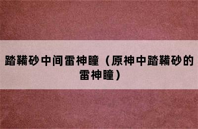 踏鞴砂中间雷神瞳（原神中踏鞴砂的雷神瞳）