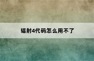 辐射4代码怎么用不了