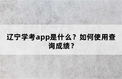 辽宁学考app是什么？如何使用查询成绩？