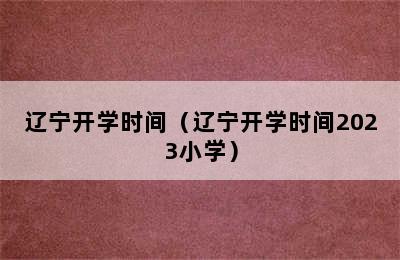 辽宁开学时间（辽宁开学时间2023小学）