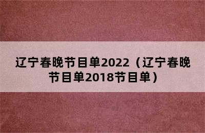 辽宁春晚节目单2022（辽宁春晚节目单2018节目单）