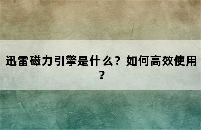 迅雷磁力引擎是什么？如何高效使用？