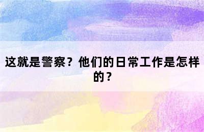 这就是警察？他们的日常工作是怎样的？