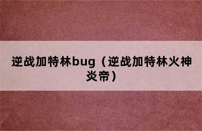 逆战加特林bug（逆战加特林火神炎帝）