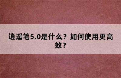 逍遥笔5.0是什么？如何使用更高效？