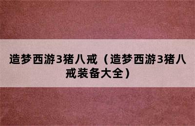 造梦西游3猪八戒（造梦西游3猪八戒装备大全）