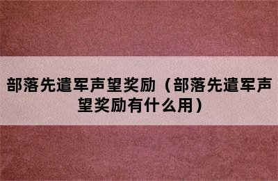 部落先遣军声望奖励（部落先遣军声望奖励有什么用）