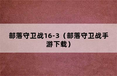 部落守卫战16-3（部落守卫战手游下载）