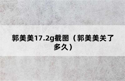 郭美美17.2g截图（郭美美关了多久）