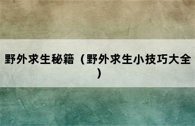 野外求生秘籍（野外求生小技巧大全）