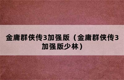 金庸群侠传3加强版（金庸群侠传3加强版少林）