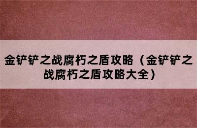 金铲铲之战腐朽之盾攻略（金铲铲之战腐朽之盾攻略大全）