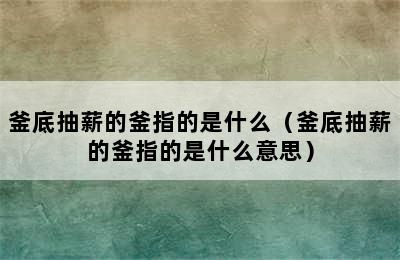 釜底抽薪的釜指的是什么（釜底抽薪的釜指的是什么意思）