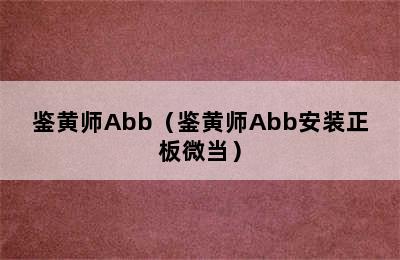 鉴黄师Abb（鉴黄师Abb安装正板微当）