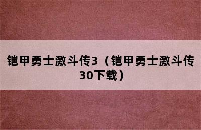 铠甲勇士激斗传3（铠甲勇士激斗传30下载）