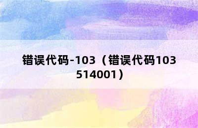 错误代码-103（错误代码103514001）