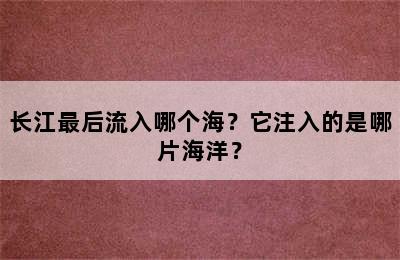 长江最后流入哪个海？它注入的是哪片海洋？