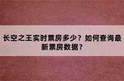 长空之王实时票房多少？如何查询最新票房数据？