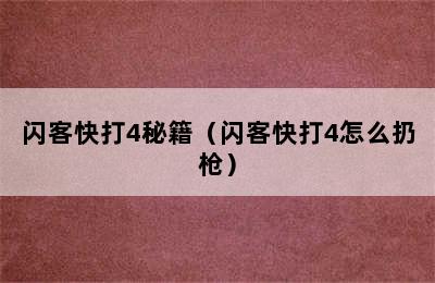 闪客快打4秘籍（闪客快打4怎么扔枪）