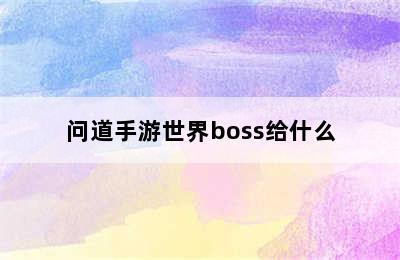 问道手游世界boss给什么