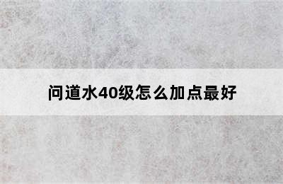 问道水40级怎么加点最好