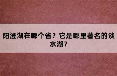 阳澄湖在哪个省？它是哪里著名的淡水湖？