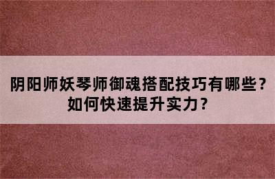 阴阳师妖琴师御魂搭配技巧有哪些？如何快速提升实力？