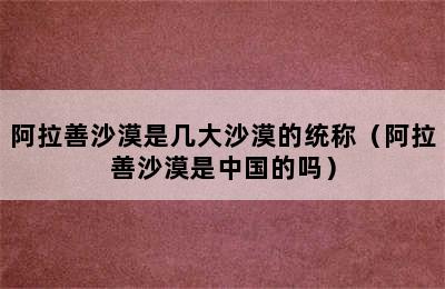 阿拉善沙漠是几大沙漠的统称（阿拉善沙漠是中国的吗）