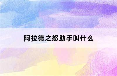 阿拉德之怒助手叫什么