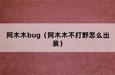 阿木木bug（阿木木不打野怎么出装）