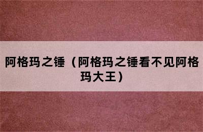 阿格玛之锤（阿格玛之锤看不见阿格玛大王）