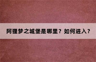 阿狸梦之城堡是哪里？如何进入？