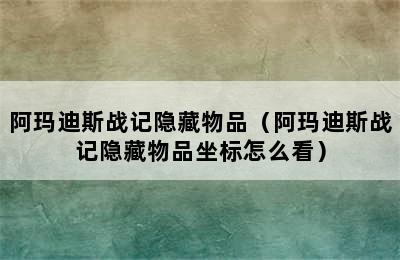 阿玛迪斯战记隐藏物品（阿玛迪斯战记隐藏物品坐标怎么看）