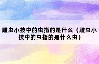 雕虫小技中的虫指的是什么（雕虫小技中的虫指的是什么虫）