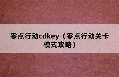 零点行动cdkey（零点行动关卡模式攻略）