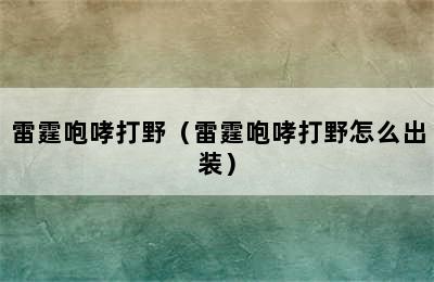 雷霆咆哮打野（雷霆咆哮打野怎么出装）