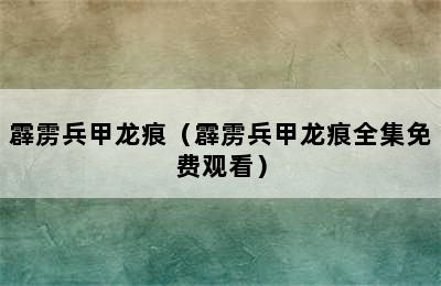 霹雳兵甲龙痕（霹雳兵甲龙痕全集免费观看）